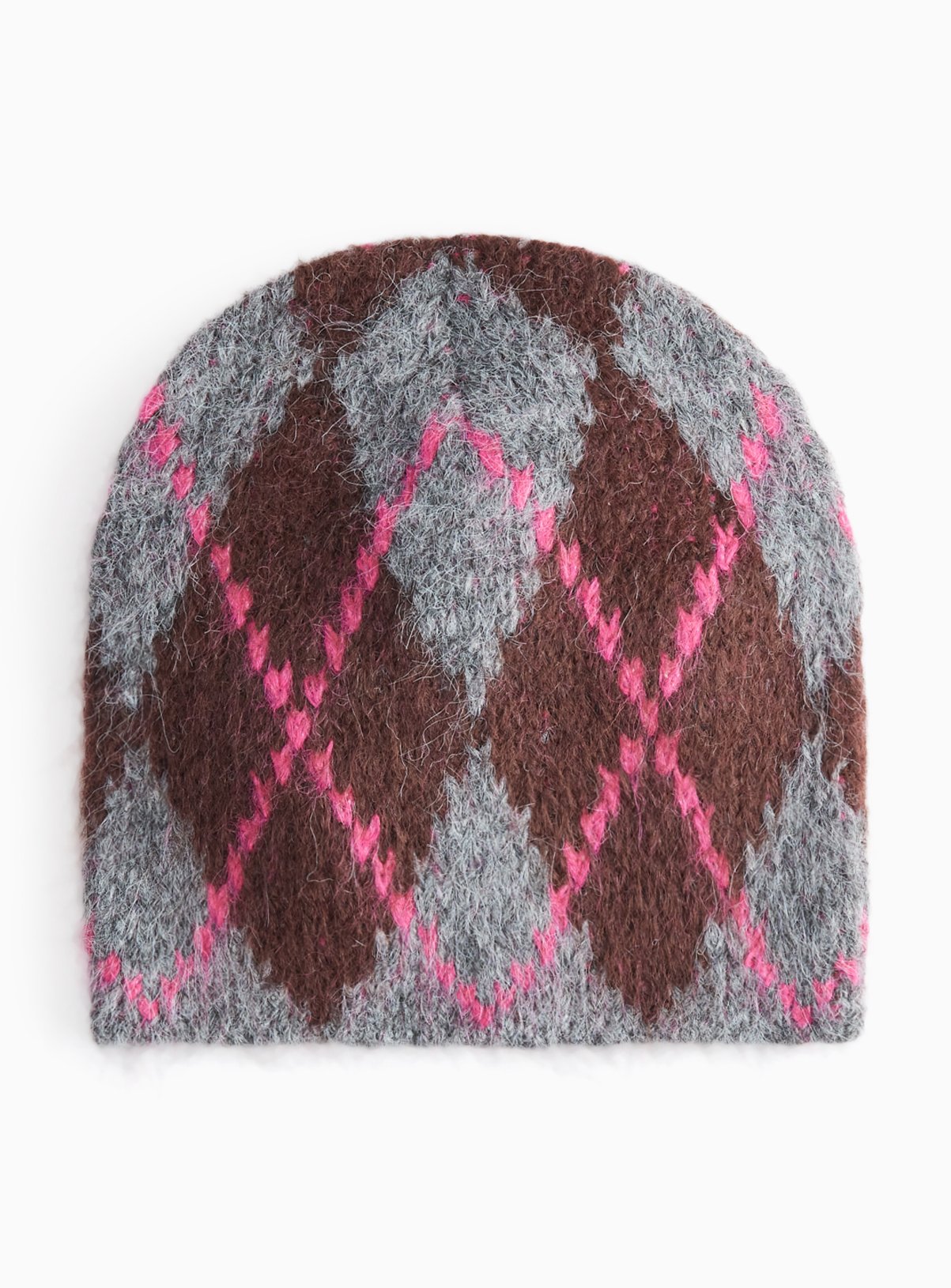 Multi-Coloured Argyle Beanie One Size - Image 3 thumbnail